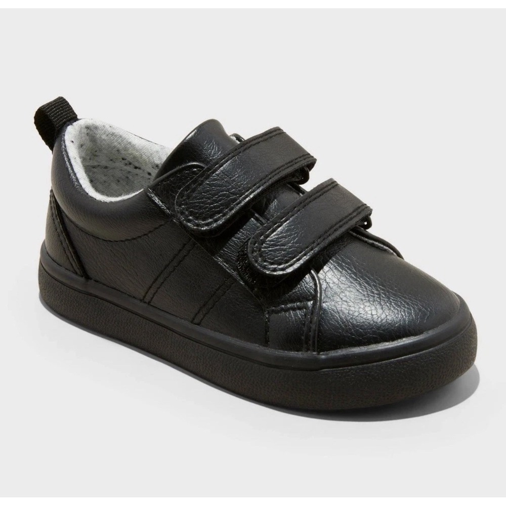 Toddler Boys Dino Sneakers Shoes Cat & Jack Black Size 12 Hook and Latch Closure